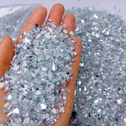100g/200g Silver Glass Crushed Mosaic Tile, 3-6mm Asymmetrical Shaped Glass Mosaic Pieces, DIY Crafting, Coasters, Frames, Wall, Floor, Stairs, Pool, Art Creation Filler Material