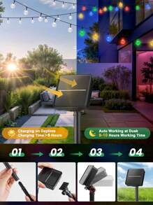 Outdoor Solar Crystal String Lights – 10/20/50/100 LED, Waterproof Solar-Powered Decorative Lights For Garden, Lawn, Patio, Courtyard, Spring, Summer & Holiday Decor (Christmas, Valentine's Day, Mother's Day)