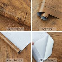 1 Roll, Thick Wood Grain Waterproof, Oil-Resistant PVC Decorative Wallpaper For Kitchen, Cabinets, Wardrobes, Bedrooms, Self-Adhesive Wall Paper Room Decor Home Decor Wall Decor Bathroom Bathroom Decor Wallpapers - Brown - View 4