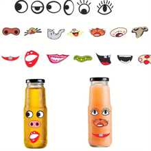 3pcs DIY Creative Cartoon Stickers, 6 Styles, Colorful Eyes, Nose, Mouth, Beard, Non Drying Stickers, Used For Handmade Crafts Decoration, School Storage, Handmade Stickers For Easter, Halloween, Christmas, And School Season,Stitch