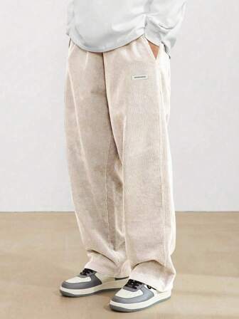 Vintage American Corduroy Straight Leg Men's Pants, Khaki Casual Trousers, Versatile Style, Suitable As Gift For Boyfriend Or Husband