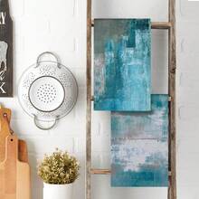 2/4pcs Set Teal & Gray Watercolor Print Kitchen Towels - Super Absorbent Double-Sided Plush, Dish Cloths For Cooking, Baking & Cleaning - Great Home Decor Choice 15.75inch*23.62inch/40cm*60cm