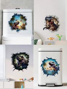 1 件 3D 恐龙贴纸耐用防水 PVC 贴纸自粘易撕适用于墙贴卧室书房背景墙装饰家居装饰让您的生活焕然一新节日装饰贴纸生日毕业礼物