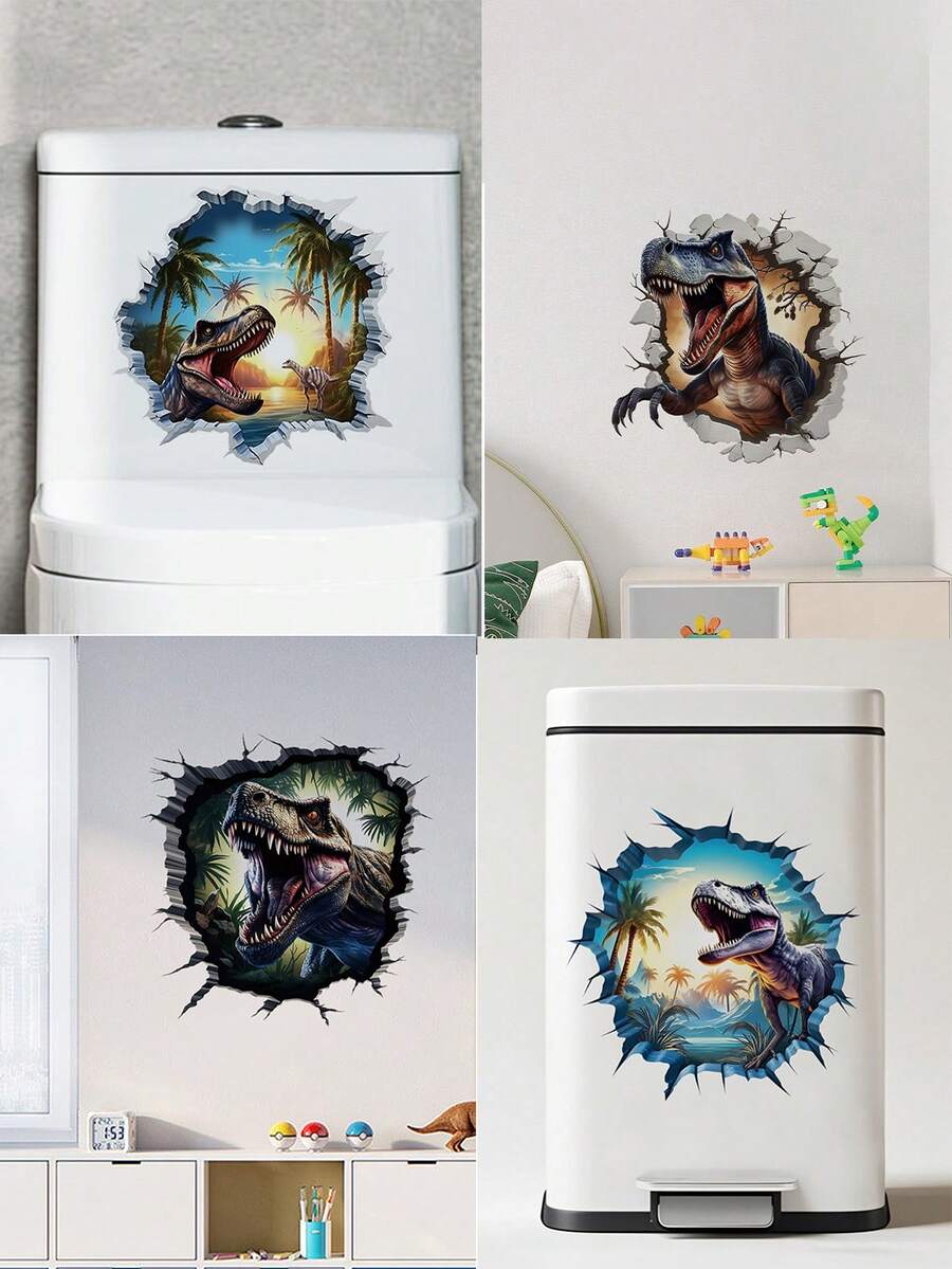 1 件 3D 恐龙贴纸耐用防水 PVC 贴纸自粘易撕适用于墙贴卧室书房背景墙装饰家居装饰让您的生活焕然一新节日装饰贴纸生日毕业礼物