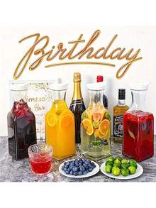 1个带盖塑料果汁壶、含羞草酒吧用玻璃水壶、带盖饮料壶、水瓶、牛奶容器、冰箱用透明饮料容器、食品储藏室用容器、方形水壶、酒吧用品、餐厅用品 - 無色 - 查看 4