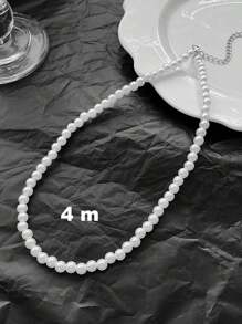 1 Stück 4m-12m Vintage französischer Perlenkette, simpler Choker mit zufälliger Perlenmenge
