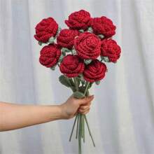1/3/6/10pcs Handmade Crocheted Rose Flowers, Decor Bouquet, Artificial Flowers, Handmade Flowers, Yarn Flowers. For Wedding Bride Bouquet, Her Gift, Mother's Gift, Teacher's Gift, Creative Gifts. As Home Decor For Restaurant, Living Room, Bedroom, Wedding, Party. Suitable For Spring/Summer Decoration, Christmas, New Year, Valentine's Day, Thanksgiving, Back To School, Wedding, Birthday And Other Holidays