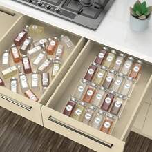 1pc/2PCS Spice Drawer Organizer Trays -Expandable, Acrylic, Custom Fit - Declutter Kitchen Drawers, Spice Jar Rack, Cabinets, Pantry