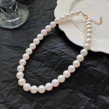 1 Stück 4m-12m Vintage französischer Perlenkette, simpler Choker mit zufälliger Perlenmenge