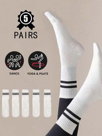 3/5 双女士防滑瑜伽袜，专业防滑袜，适合瑜伽、普拉提、健身、体操、居家运动、健身中筒袜