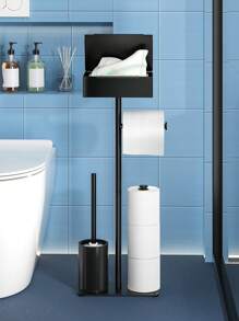 1 pieza Soporte de papel higiénico independiente de fácil instalación con almacenamiento - Sin taladro, organizador de baño de hierro forjado, decoración de baño, decoración de otoño