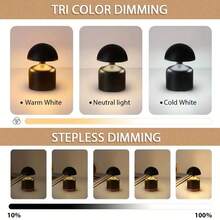 Cordless Mushroom Lamp With Touch Control, Dimmable, USB Rechargeable, Portable Adjustable Bedside/Desk Lamp, Perfect Home Decor & Holiday Gift (Light) - Multicolor - View 12