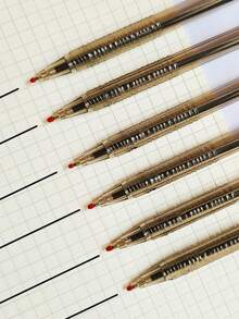 tenton 6支装简约透明黑色按压式中性笔 重返校园