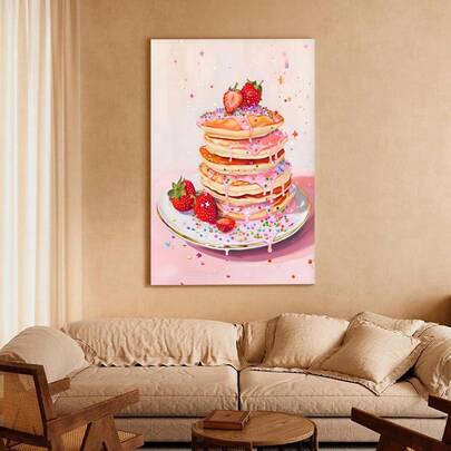 1 pieza Pintura en lienzo decorativa de un poster de arte de pared con un panel de color rosa para la sala de estar, bar, cafetería, dormitorio, oficina u hogar, con opción de marco