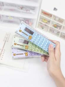 tonxiyuemu 1 pieza Regla con calculadora de doble función, medición y cálculo numérico, teclas suaves, diseño lindo, apto para estudiantes, contables, uso de oficina, útiles escolares, vuelta al cole - Una pieza - Ver 5