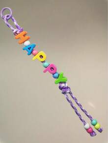 Custom Name Keychain - Handcrafted Beaded Bag Charm With Colorful Acrylic Letters|Dopamine Color Polyester Cord|Gift For Best Friend Daughter Teacher|Back To School Accessories|Women Girls Fashion Keyring Purse Clip - Multicolor - View 74