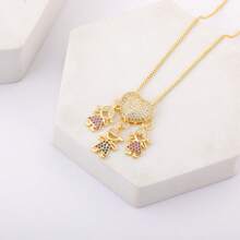 1 pezzo Collana con ciondolo in rame placcato oro 18 carati con zirconi colorati, gioiello di lusso come regalo per le donne, per San Valentino