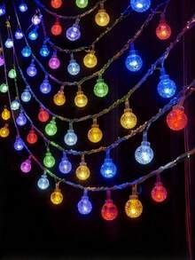 [Solar LED String Lights] Solar Powered AMill LED String Lights, 20 LED Beads, 196.85" Bubble Globe Fairy Lights, Outdoor, For Garden Patio Decor, With Solar Battery Nickel Technology - Multicolor - View 13