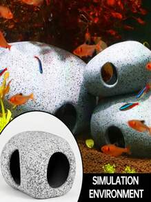 Aquarium Hidden Rock Caves, Betta Fish Tank Accessories Hiding Place Decorations, Betta Fish Toy Tunnel Fish Holes, Ceramic And Glass Container Accessories, Suitable For: Breeding, Playing And Resting Of Aquatic Pets