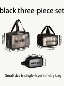 1/3pcs Double Layer PVC Toiletry Bag, Multi-Compartment Travel Storage Pouch, Large Capacity Makeup Bag, Minimalist Hand Carry Cosmetic Organizer Suitable For Bathroom, Beach, School, Holiday, Mother's Day, Teacher Gift