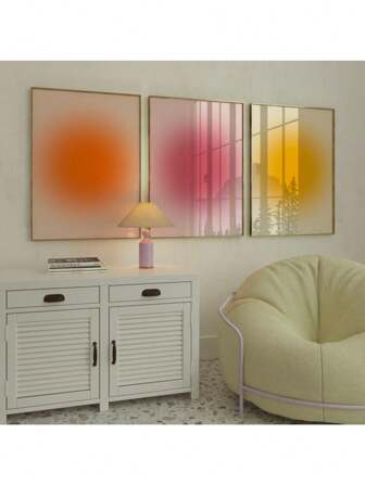 Juego de 3 carteles de aura positiva espiritual, póster de degradado granulado, impresión degradada, póster de aura colorido, pintura artística de pared, regalo de vacaciones y cumpleaños, decoración de oficina, obra de arte ordenada con marco opcional