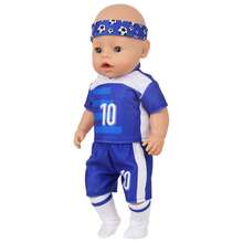 16-Inch Baby Doll Outfit Set, Including Headband, Clothes, Pants, Socks, Excluding Doll, Blue Soccer Theme - Multicolor - View 9