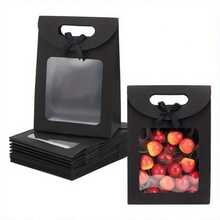 10 piezas Bolsas de papel kraft blanco con ventana transparente, bolsas de regalo a granel con asas, bolsas de regalo de papel, bolsas de compras blancas, bolsas de regalo con moño para bodas, despedida de soltera, cumpleaños, fiestas, Navidad, tiendas minoristas, marrón - multicolor - Ver 6