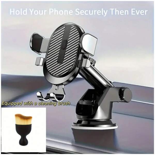 Universal Car Dashboard Phone Holder, Made Of PVC Material With Adhesive Gel Pad, Suction Cup Phone Stand For Vehicles, Comes With 1pc Cleaning Brush