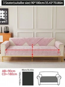 1件加厚绒面沙发垫套，四季通用防滑沙发套，防尘防污，可机洗，宠物友好，适用于卧室、办公室、客厅L型沙发和1/2/3/4人座沙发，可调节，可手洗 - 粉色 - 查看 23