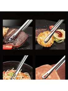 1pc/2pcs/3pcs/4pcs/6pcs 304 Stainless Steel Korean-Style BBQ Tongs For Household & Commercial Use, Thick & Extra Long For Steak And Food Gripping