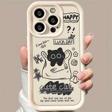 Adorable Cartoon Black Cat Pattern Silicone Case Suitable For IPhone 16 Plus/15 Pro Max,  14/13 Plus/12/11, Full Drop Protection, High Value And Popular - 彩色 - 查看 1