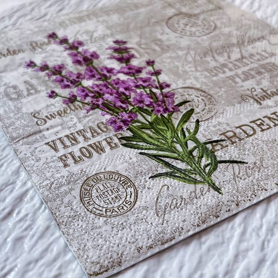 20 件/包复古法国薰衣草彩色餐巾，婚礼花园派对茶装饰纸巾 - 彩色 - 查看 1