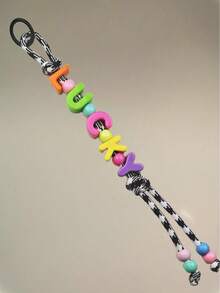 Custom Name Keychain - Handcrafted Beaded Bag Charm With Colorful Acrylic Letters|Dopamine Color Polyester Cord|Gift For Best Friend Daughter Teacher|Back To School Accessories|Women Girls Fashion Keyring Purse Clip - Multicolor - View 60