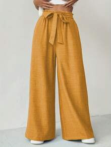 Artistic Style Casual Pants, Solid-Color Commuting, Fashionable, Comfortable And Versatile Women's Wear, High-Waisted, Figure-Hugging And Wide-Leg Pants