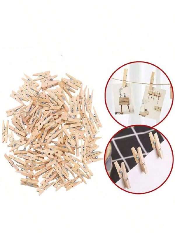 15/60/120/180/300pcs Mini Natural Wooden Clips Office Paper Sticky Note Decorative Photo Wooden Clips DIY Handmade Accessories Wedding Party Wooden Creative Wooden Clip Back To School