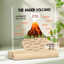 1 pieza Señal acrílica para enseñar "Volcán de la Ira" | Decoración de escritorio para regulación emocional | Herramienta SEL para oficina y salón de clases | Regalo para maestros y terapeutas para usar en la escuela o sala de tratamiento