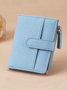 欧美风蜥蜴纹女士钱包简约优雅双折多卡位拉链零钱包女士钱包迷你钱包零钱包小钱包男士钱包真皮可爱钱包 - 藍色 - 查看 3