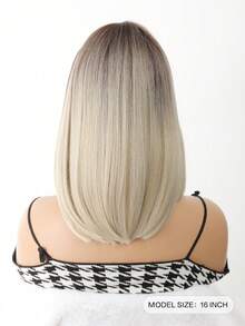 10, 12, 14, And 16inch Short Bob Wig Middle Part Natural Synthetic Heat Resistant Wig Dark Roots Ombre White Straight Wig Mixed Color Hair For Women Daily And Cosplay - Multicolor - View 8