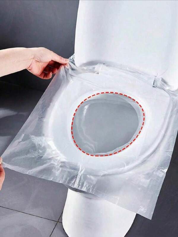 10/50/100 Piezas Cubierta desechable para asiento de inodoro de viaje, cubierta de asiento de inodoro portátil y resistente al agua para negocios, cubierta de papel higiénico lavable para inodoro, accesorios esenciales para avión, maternidad/inodoro público, escuela, camping, baño, en paquete individual de color caqui para limpieza y decoración del baño
