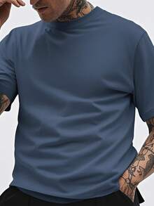 GRDR Men's Solid Color Casual Street Sporty Crew Neck Short Sleeve T-Shirt - Dusty Blue - View 9