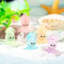 Glow In The Dark Octopus Resin Decoration, Creative Cartoon Micro-Landscape Beach Ocean Fish Tank Decor, Fluorescent Marine Animal Model, Assorted Color, Wholesale Gifts Birthday Graduation