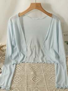 1pc Women's Delicate Lace Trim Sheer Cardigan, Lightweight Summer Bolero Outerwear For Spaghetti Strap Dress