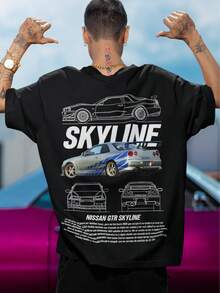 Playera Oversize Unisex SpeedLife "Skyline" Algodón Estampado Frente y Espalda. - Negro - Ver 1
