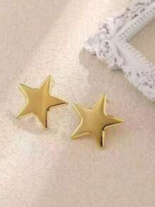 1 paire de boucles d'oreilles à tige en acier inoxydable à la mode pour femmes, forme d'étoile et géométrique, boucles d'oreilles minimalistes