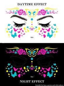 Sticker Pack: 5/3/1pc Essential For Fashion Leader! Neon Headpiece Decorative Stickers, Perfect For Music Festivals, Costume Parties, Graduation/Back To School Parties, Your Exclusive Nightclub Look, Express Your Personalized And Let Your Beauty Shine At Night! - MultiWarna - View 5