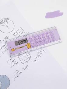tonxiyuemu 1 pieza Regla con calculadora de doble función, medición y cálculo numérico, teclas suaves, diseño lindo, apto para estudiantes, contables, uso de oficina, útiles escolares, vuelta al cole - Una pieza - Ver 10