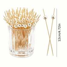 200/100/50/20pcs White Pearl Bamboo Skewers, Vegetable & Fruit Forks, Appetizer Toothpicks, Fruit Picks, Decorative Sticks, Food Picks, Sandwich & Burger Forks, Party Supplies, Suitable For Birthday Party, Wedding Decoration, Graduation Party, Back To School Season - Multicolor - View 10