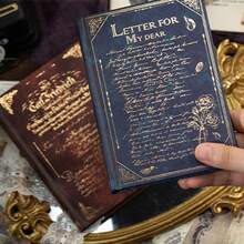 1 本剪贴簿，共 192 页，遥远的歌声系列，复古棕色可书写烫印材料书，剪贴簿用品笔记本配件，装饰笔记本垃圾杂志 DIY 个性化拼贴书，学校用品，返校