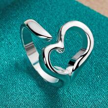 925 Sterling Silver Plated Heart Charm Ring For Women Wedding Engagement Fashion Jewelry