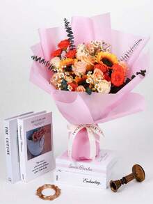 20 piezas de papel de regalo floral impermeable, color rosa, de 22.8x22.8 pulgadas - Rosa - Ver 2